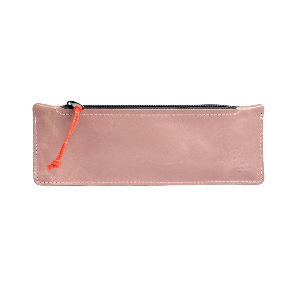 Pochette de crayons en CUIR vieux rose avec néon (3 pièces)