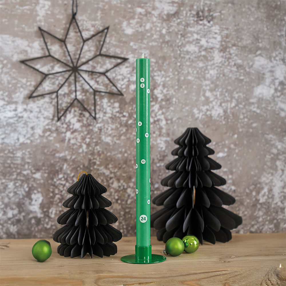 Xmas COUNTDOWN Candle fir green (12 pieces)